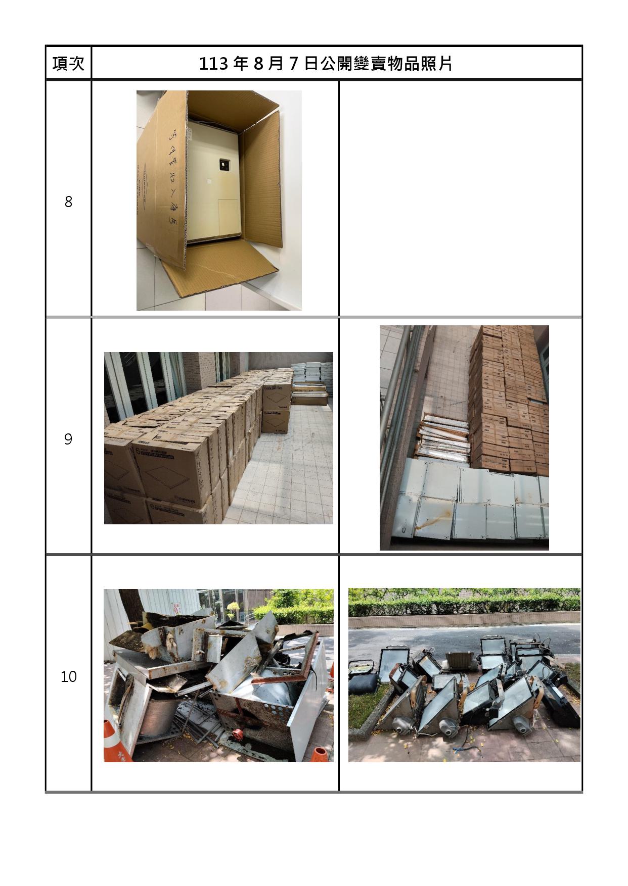 報廢財產招標清冊及照片