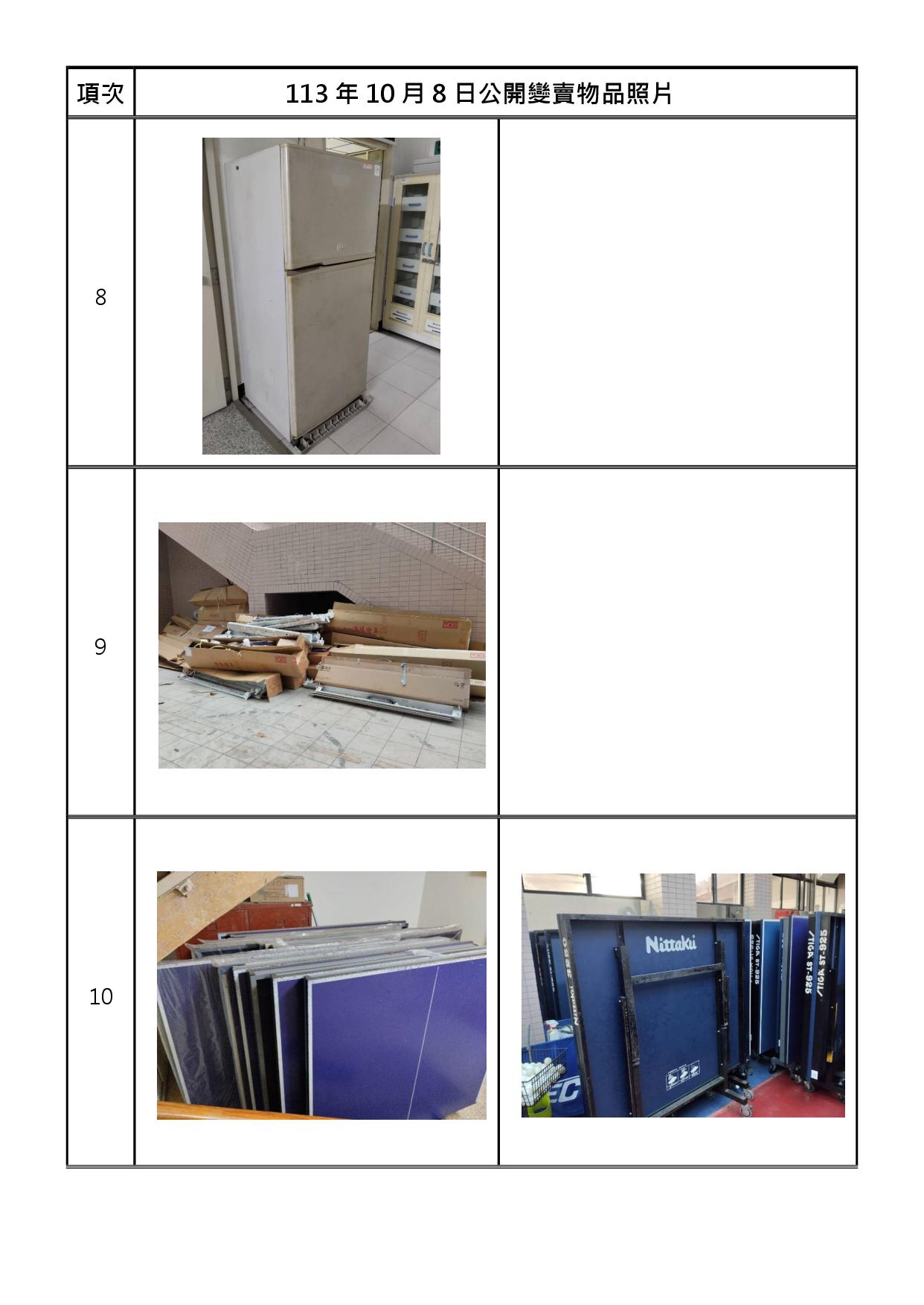 報廢財產招標清冊及照片