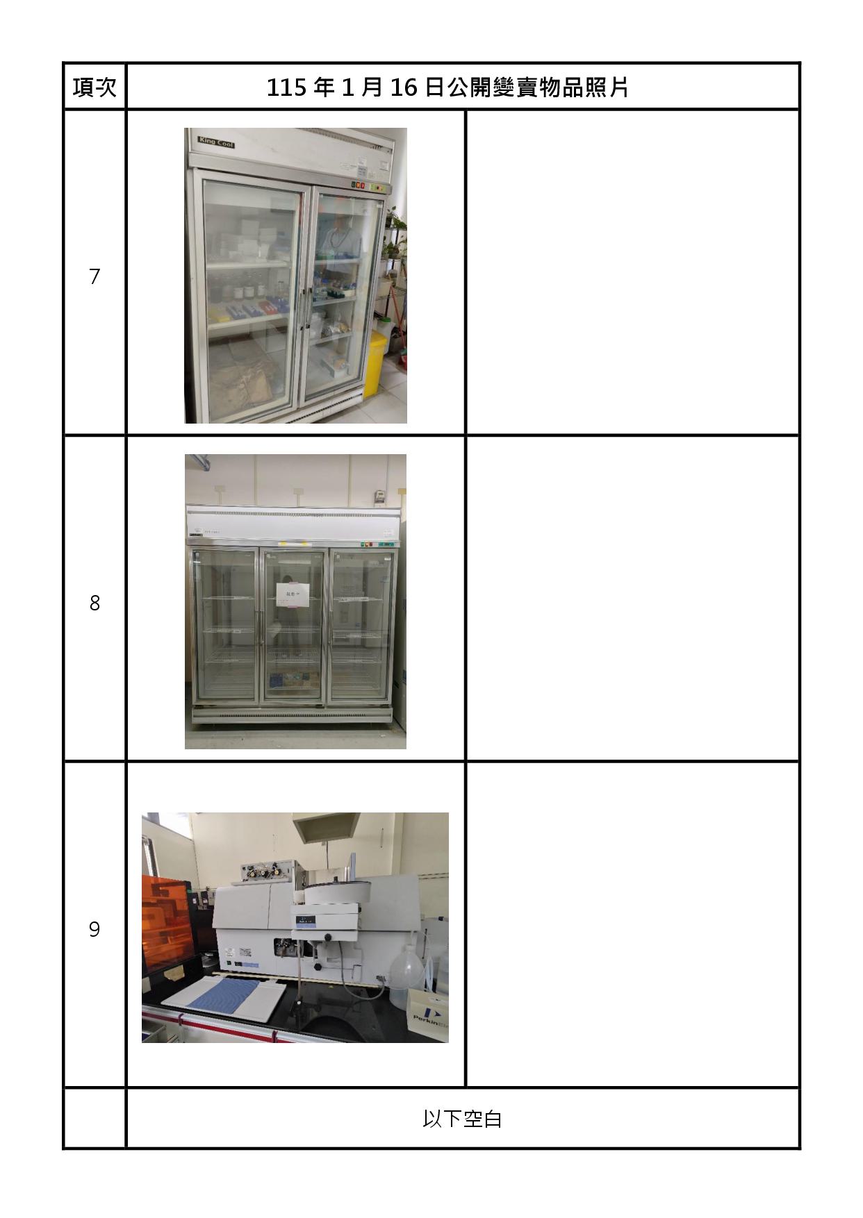 報廢財產招標清冊及照片